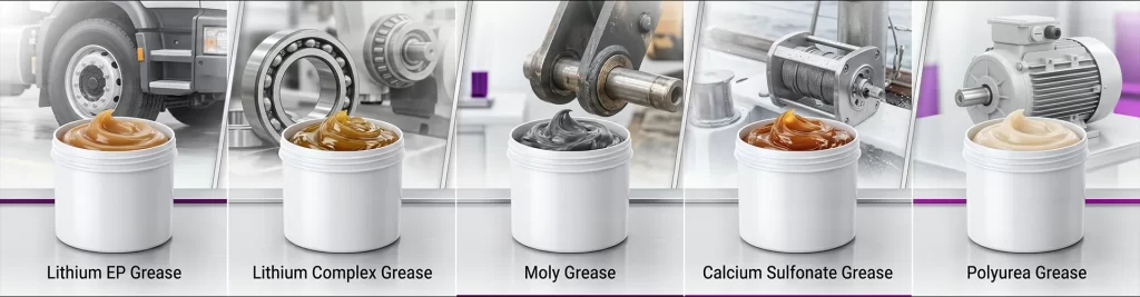 Private label grease portfolio with lithium moly calcium sulfonate and polyurea grease options