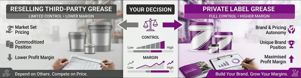 Reselling grease compared with private label grease for distributor margin control